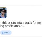 A close-up of a smartphone screen displaying the Gemini interface generating a vibrant music waveform with colorful artistic overlays.