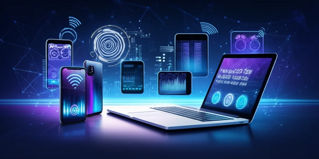 A content creator in a Jakarta studio using holographic AI interfaces to edit immersive 3D video content for the Southeast Asian market.