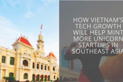 A bustling co-working space in Jakarta's Sudirman Central Business District where entrepreneurs are collaborating on AI-driven financial solutions.