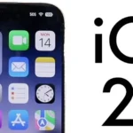 A close-up of an iPhone 18 prototype displaying the minimalist iOS 27 interface with a focus on fluid system animations and performance metrics.