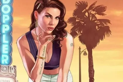 A digital visualization of a shrinking Grand Theft Auto V logo representing the extreme file compression achieved by a Brazilian modder.