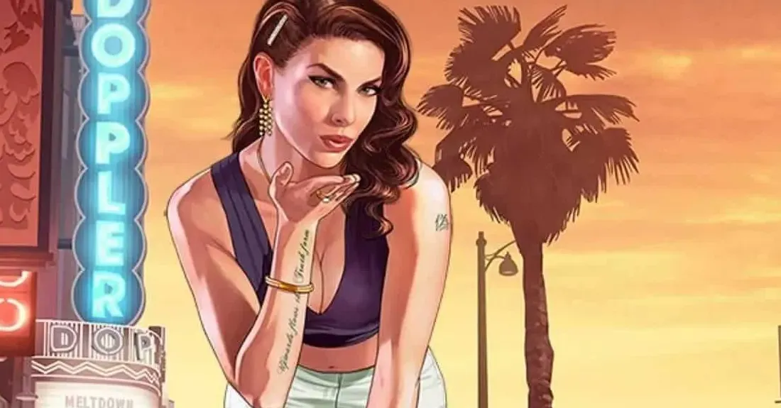 A digital visualization of a shrinking Grand Theft Auto V logo representing the extreme file compression achieved by a Brazilian modder.