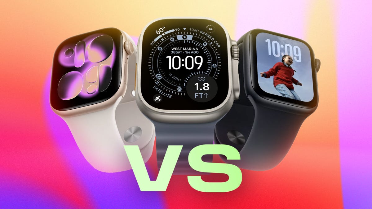Comparison of the Apple Watch Series 11, Ultra 3, and SE 3 showcasing diverse designs and wrist sizes in a modern lifestyle setting.