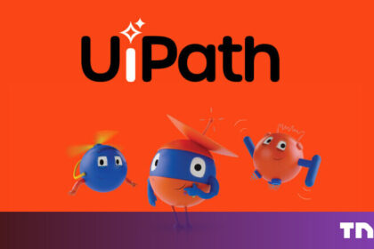 A busy modern trading floor in London with digital overlays of data streams and compliance locks, symbolizing AI integration in banking.